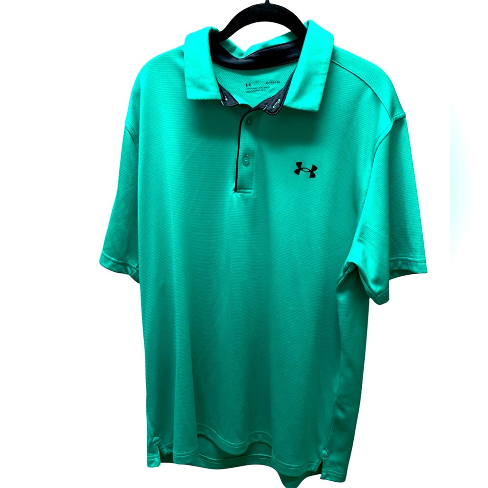 Under Armour Men’s Jade Green Performance Loose Fit Golf Polo Shirt Sz Xl